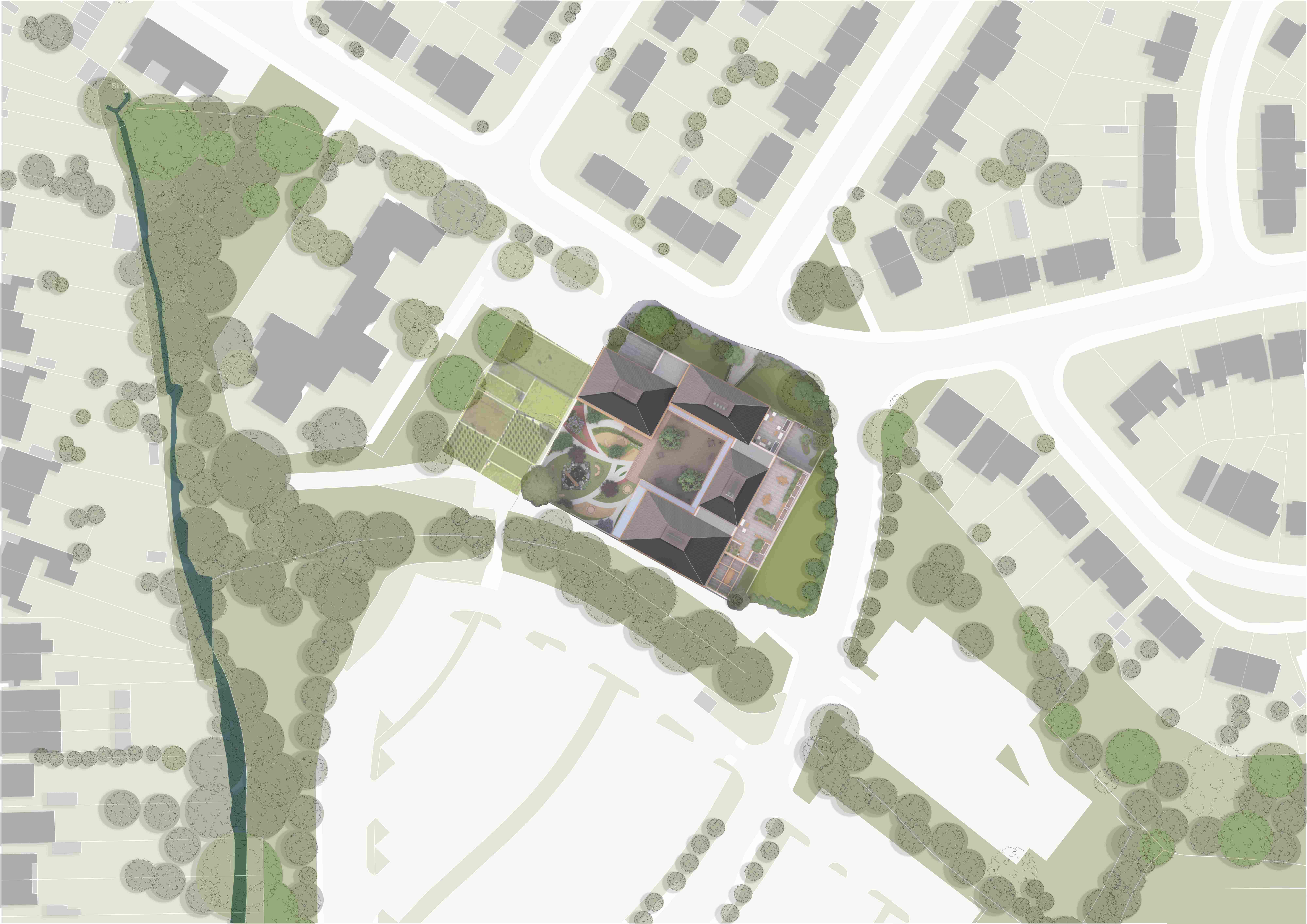 Site plan showing the wellbeing centre in Oxford urban context