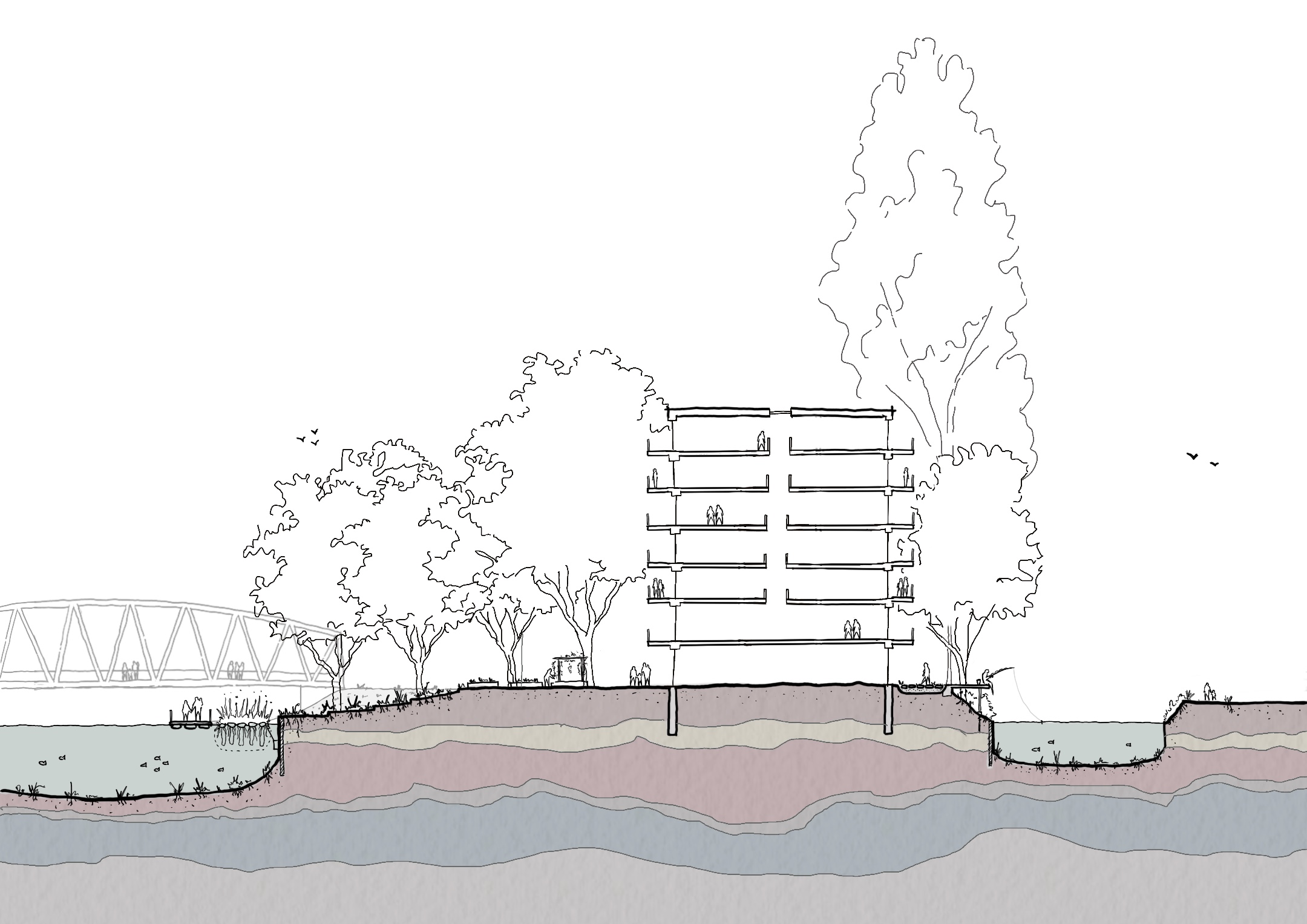 Architectural section showing existing conditions of Weston Island